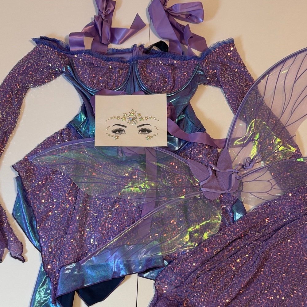 Dolls Kill Purple and Blue Glitter Fairy Costume